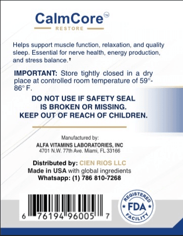 CalmCore back label