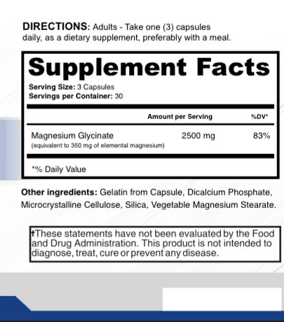 CalmCore supplement facts