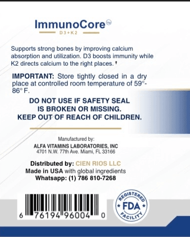 ImmunoCore back label