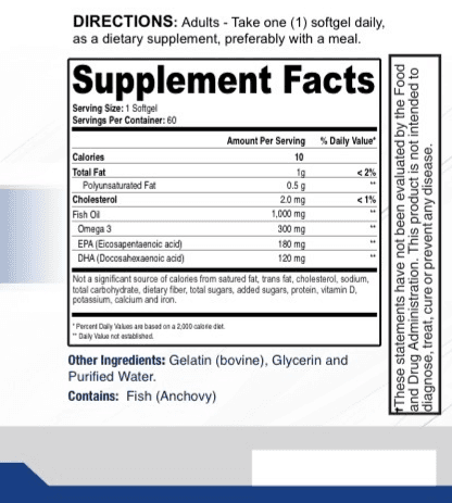 OmegaCore supplement facts
